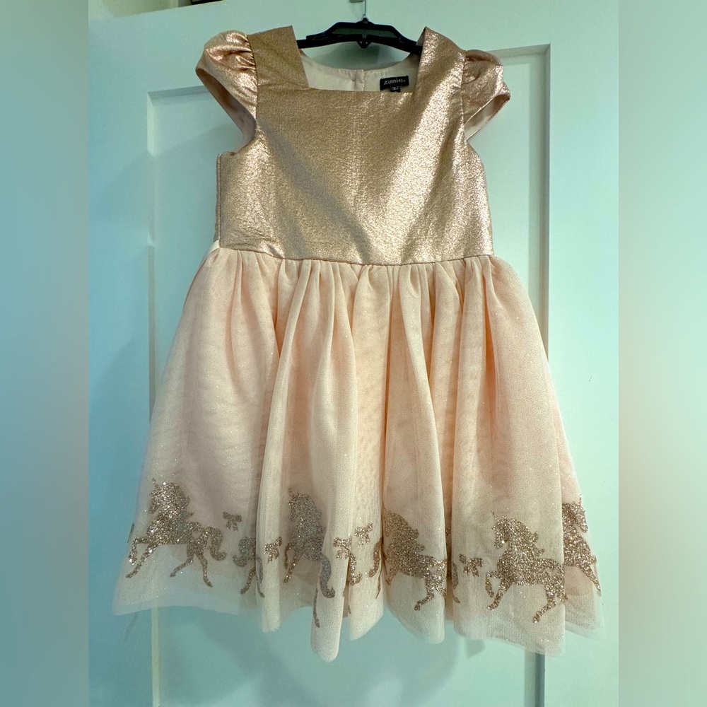 Adorable Zunie dress in rose gold.  Like new condition!